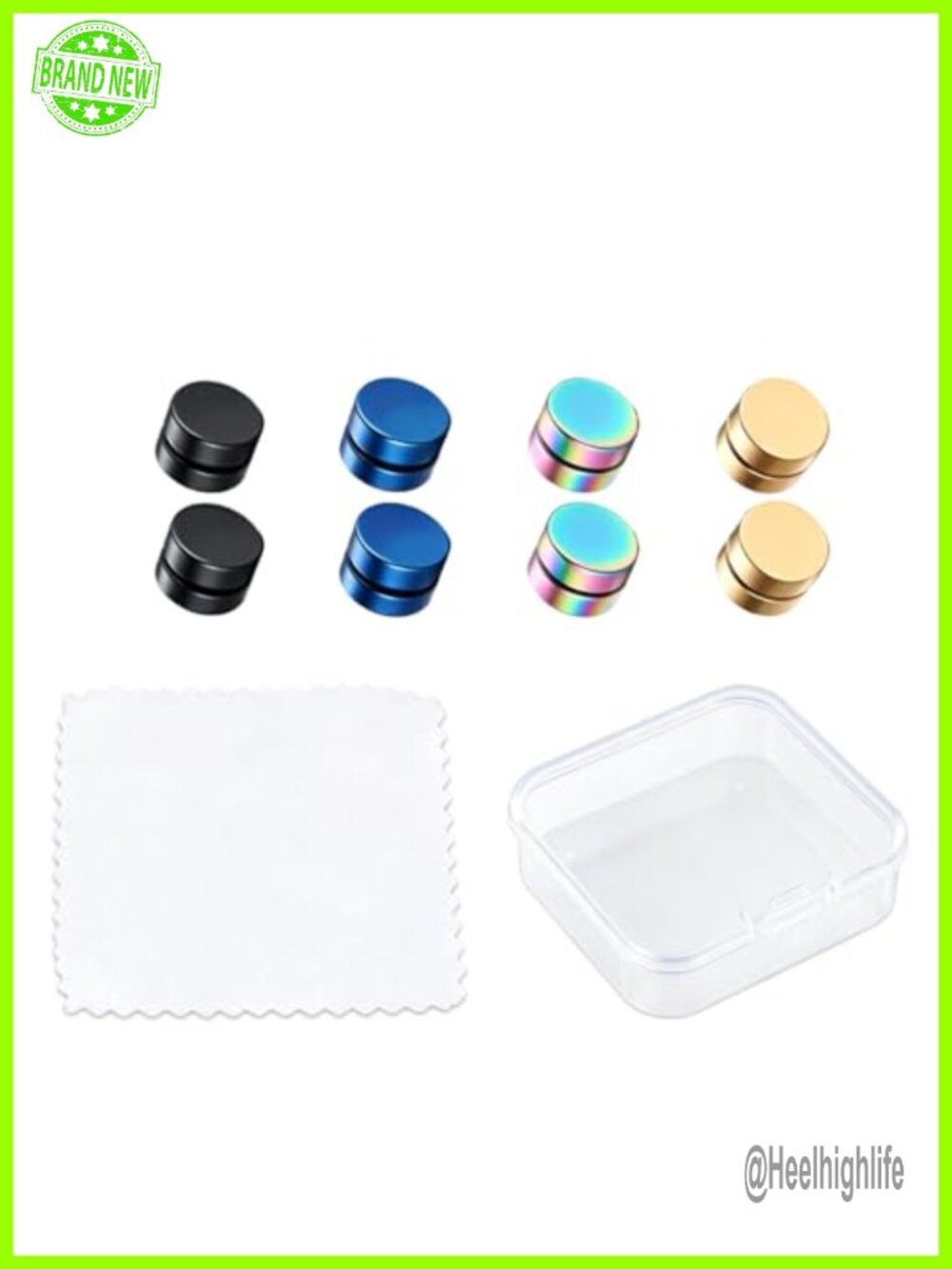 Stainless Steel Clips On Earrings Set with Storage Box and Polishing Cloth